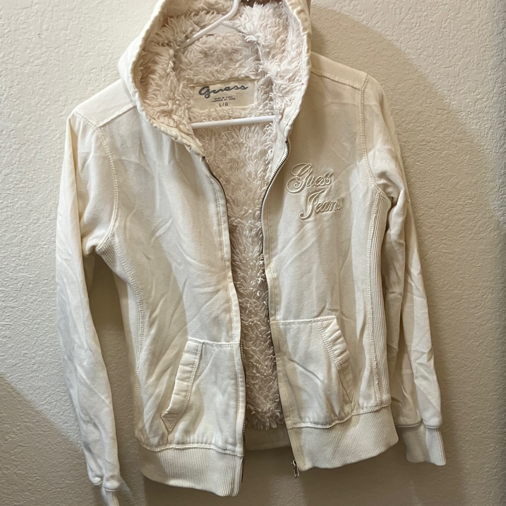 Guess Women's Off-White Teddy Jacket